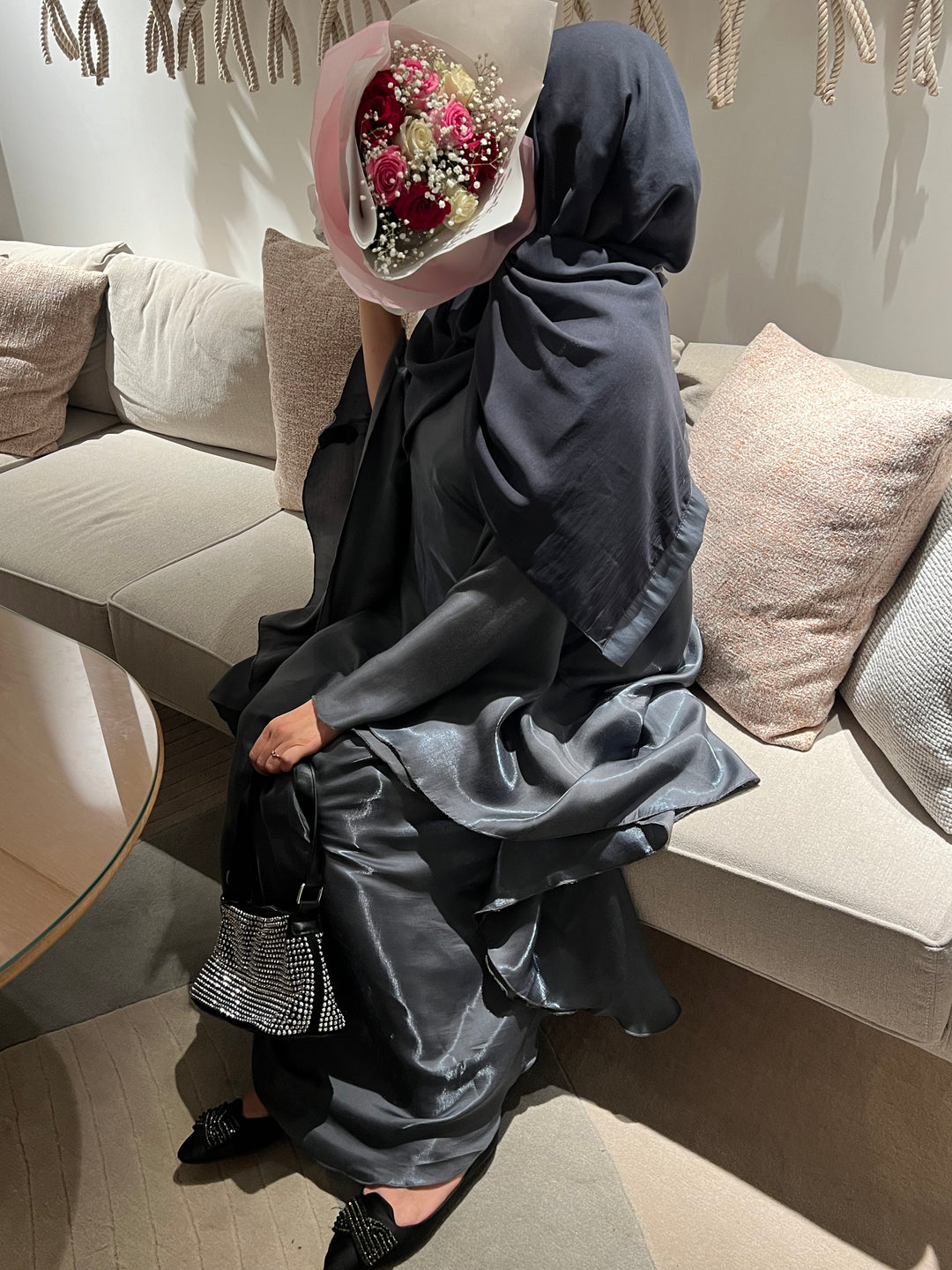 Grey Zarah Butterfly Abaya