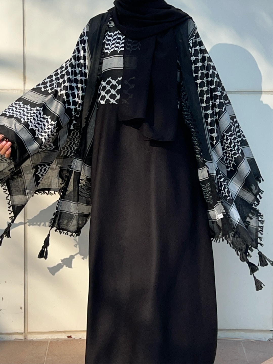 Black Rumaal Keffiyeh Abaya