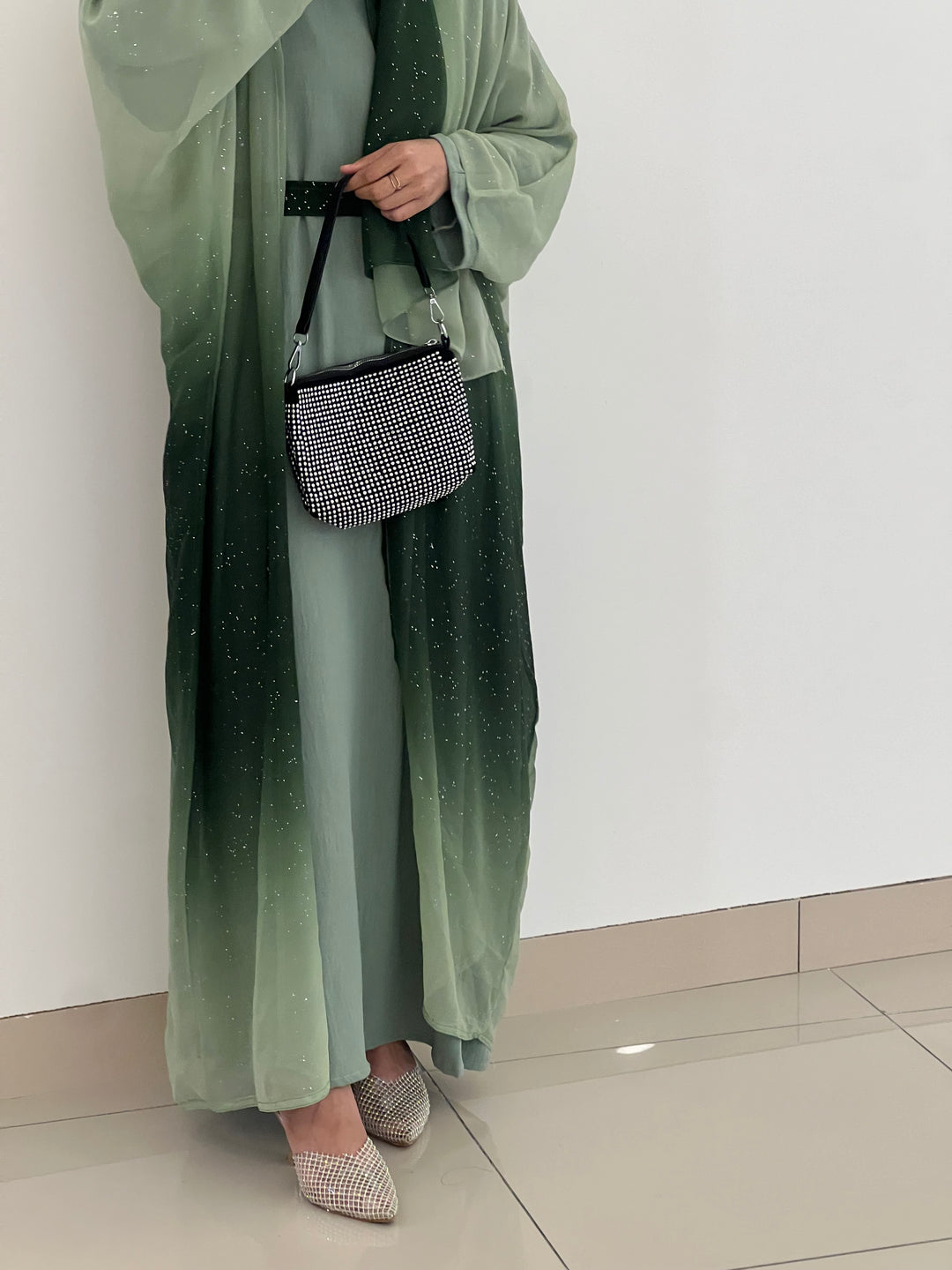 Olive Ombre Stardust Abaya