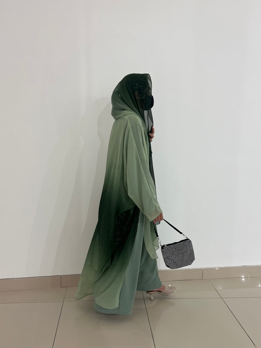 Olive Ombre Stardust Abaya