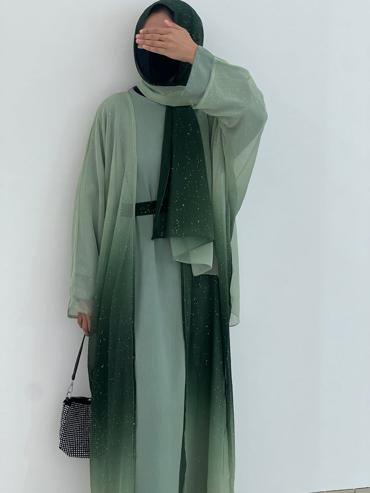 Olive Ombre Stardust Abaya