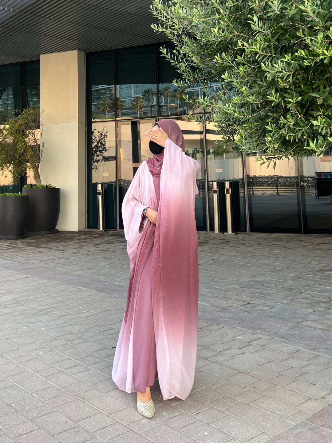 Pink Ombre Stardust Abaya