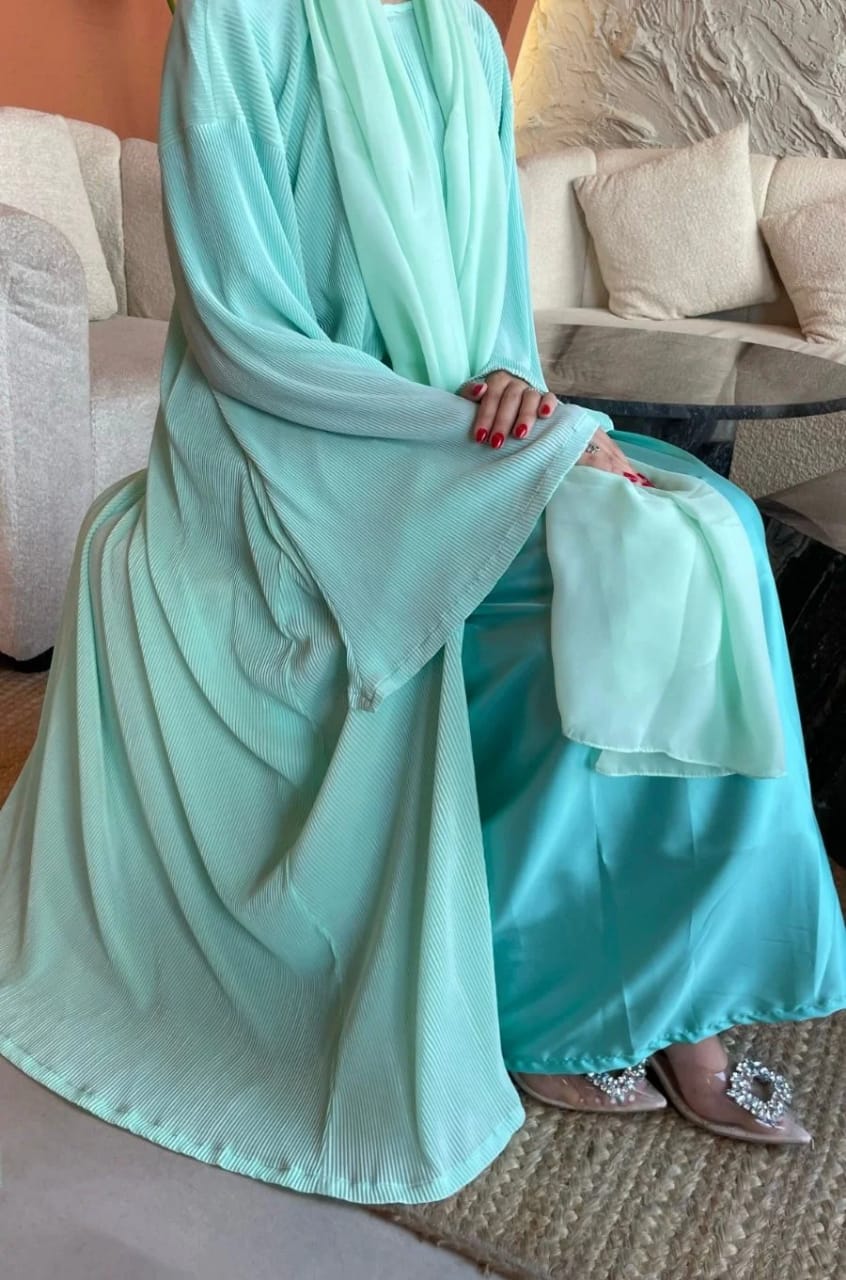 Aqua pleated dress